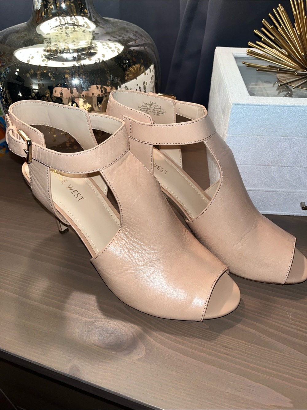 Nine West Blush Open-Toe T-Strap Heels